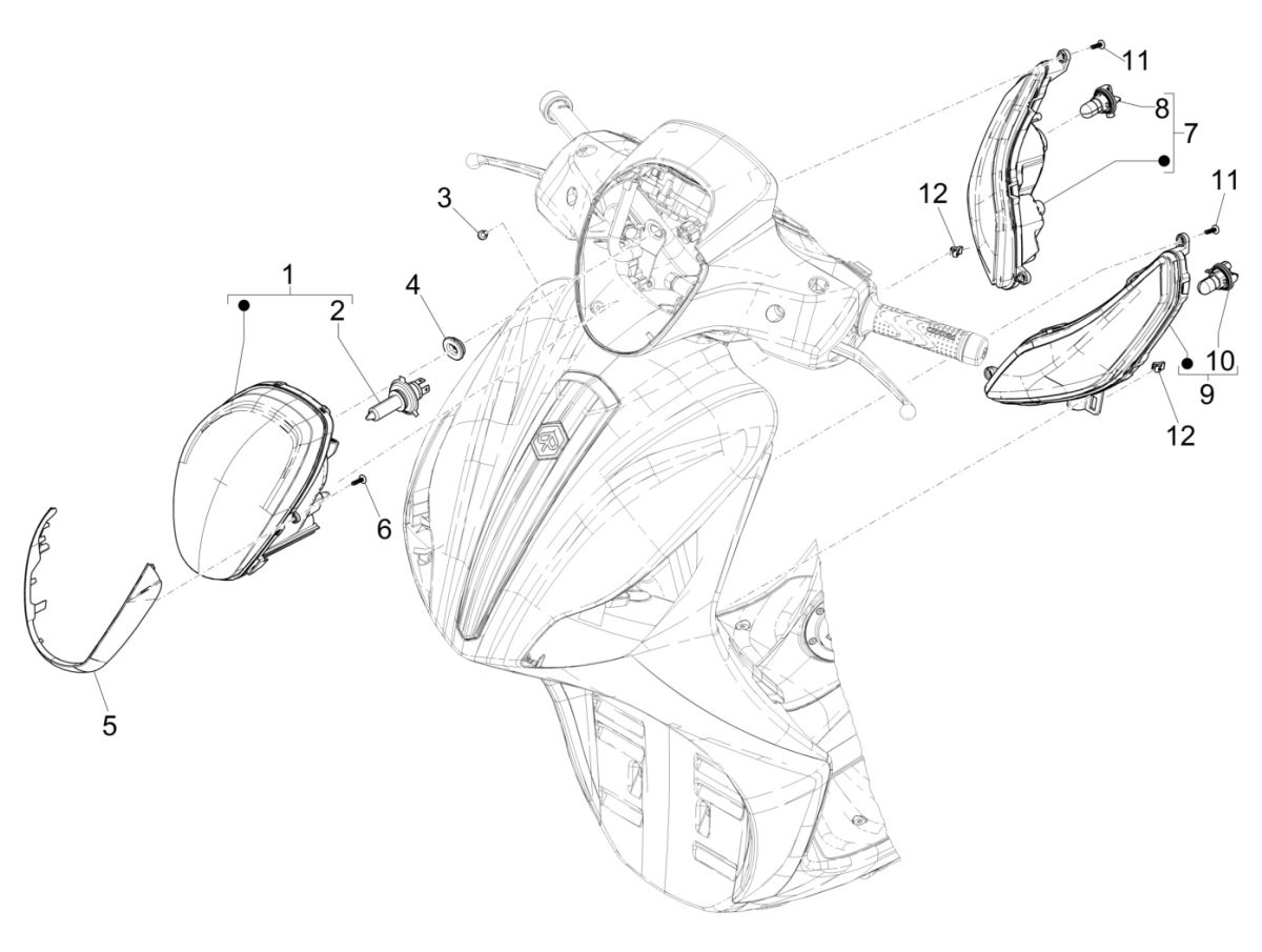 Scheinwerfer - Blinker Piaggio Medley 125 4T IE ABS E4 2016-2019 (EMEA)
