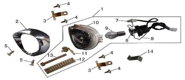 Scheinwerfer China GT schwarz