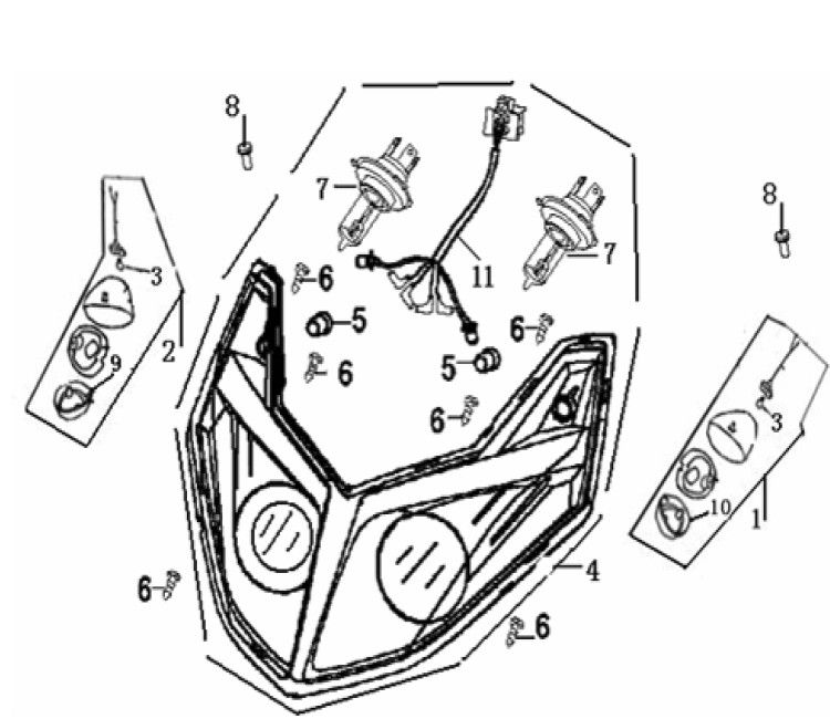 Scheinwerfer Generic Xor weiß 2009 2-Takt
