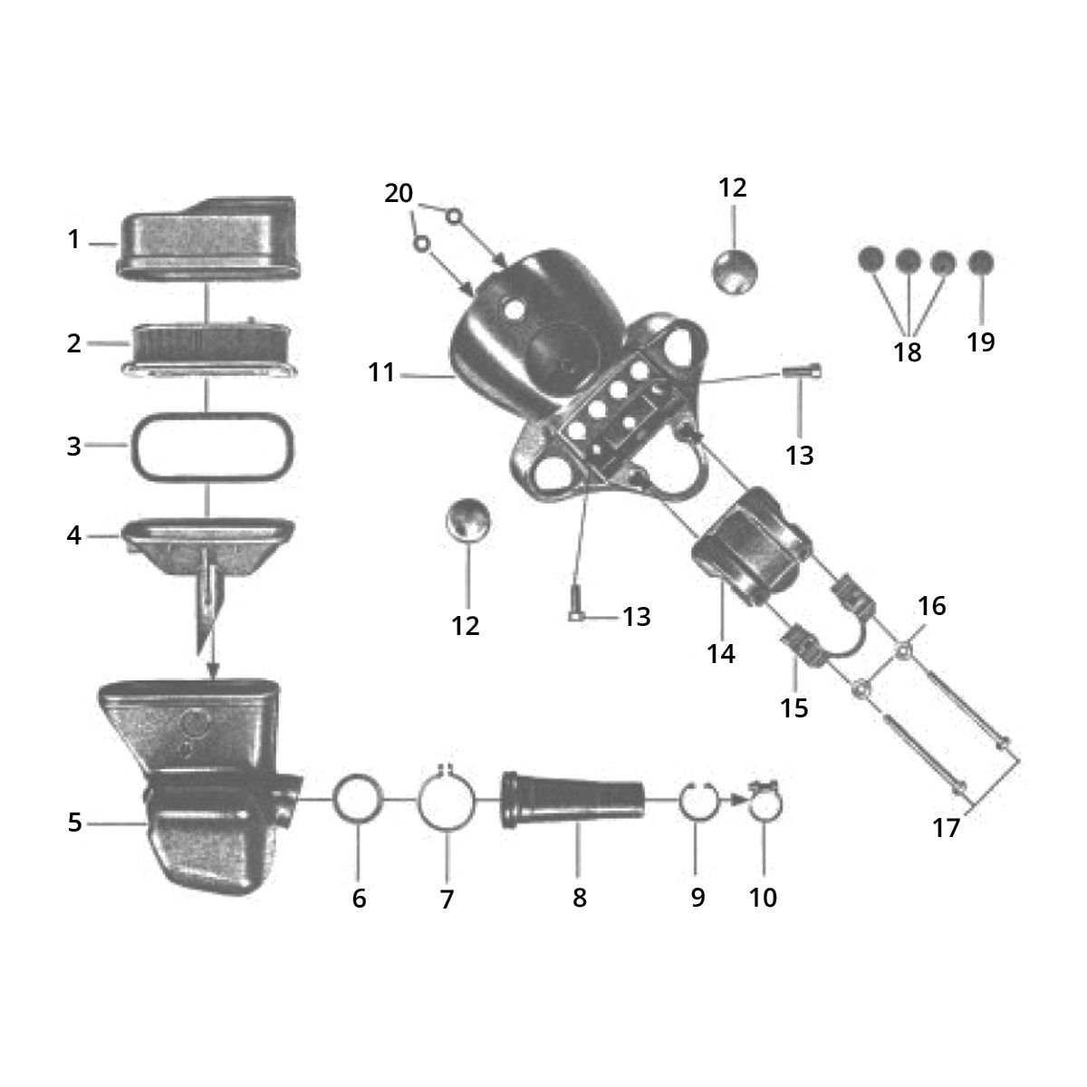 Scheinwerfergehäuse und Luftfilter Zundapp C50 Sport 517-21L0