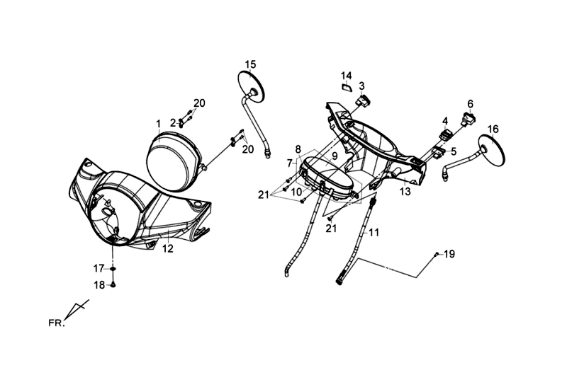 Scheinwerfer Kpl Armaturenbrett Sym Fiddle III (WH006 BL5560S) weiß/schwarz