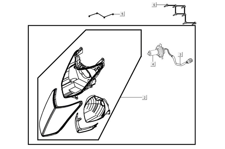 Scheinwerfer Kymco Agility 16'+ 4t glänzend schwarz