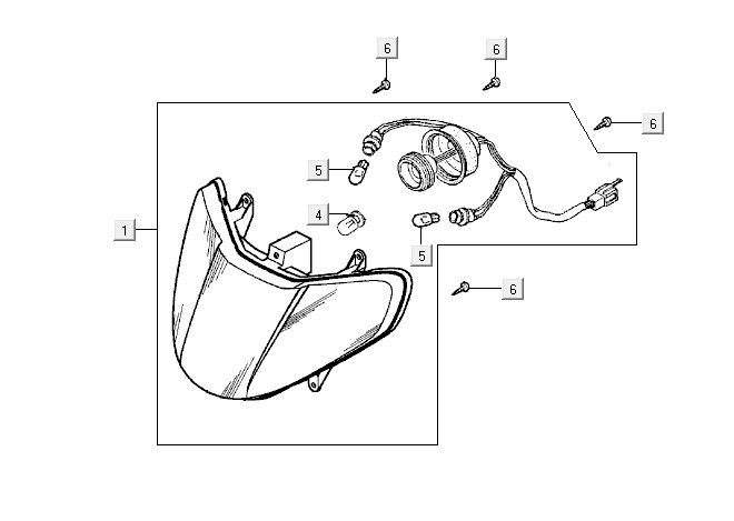 Scheinwerfer Kymco Vitality 4t AC diamantschwarz