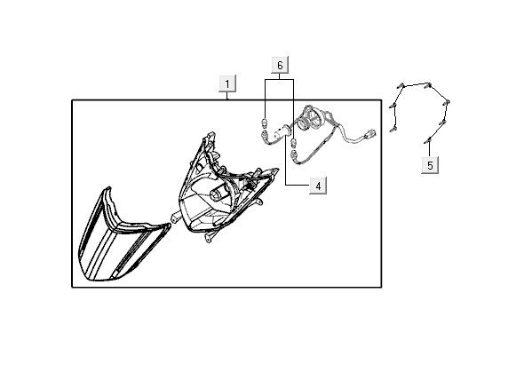Scheinwerfer Kymco VP50 4t ac techo Silber
