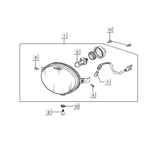 Scheinwerfer Kymco Yup 2t Wechselstrom klassisch grün