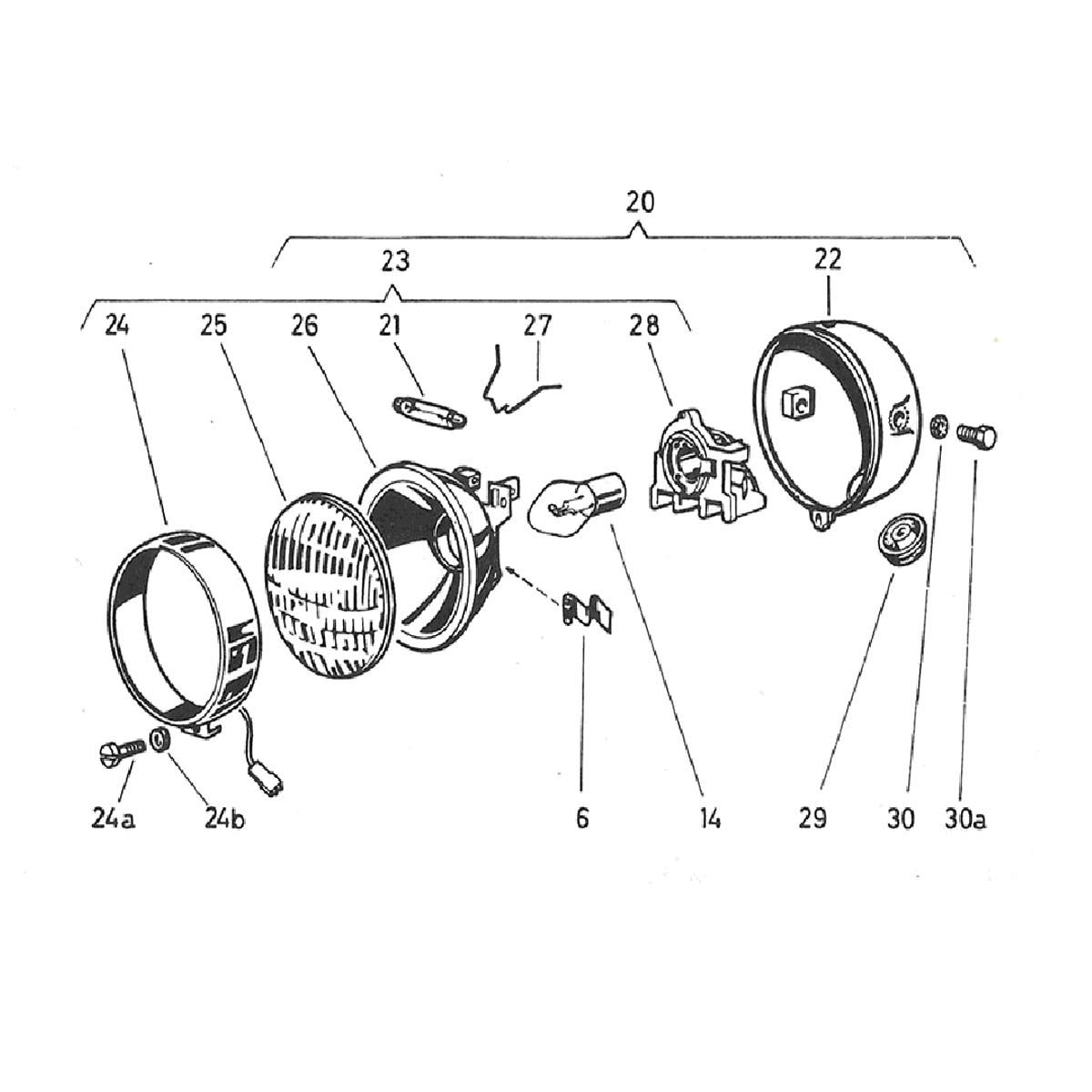 Koplamp rond Puch Maxi