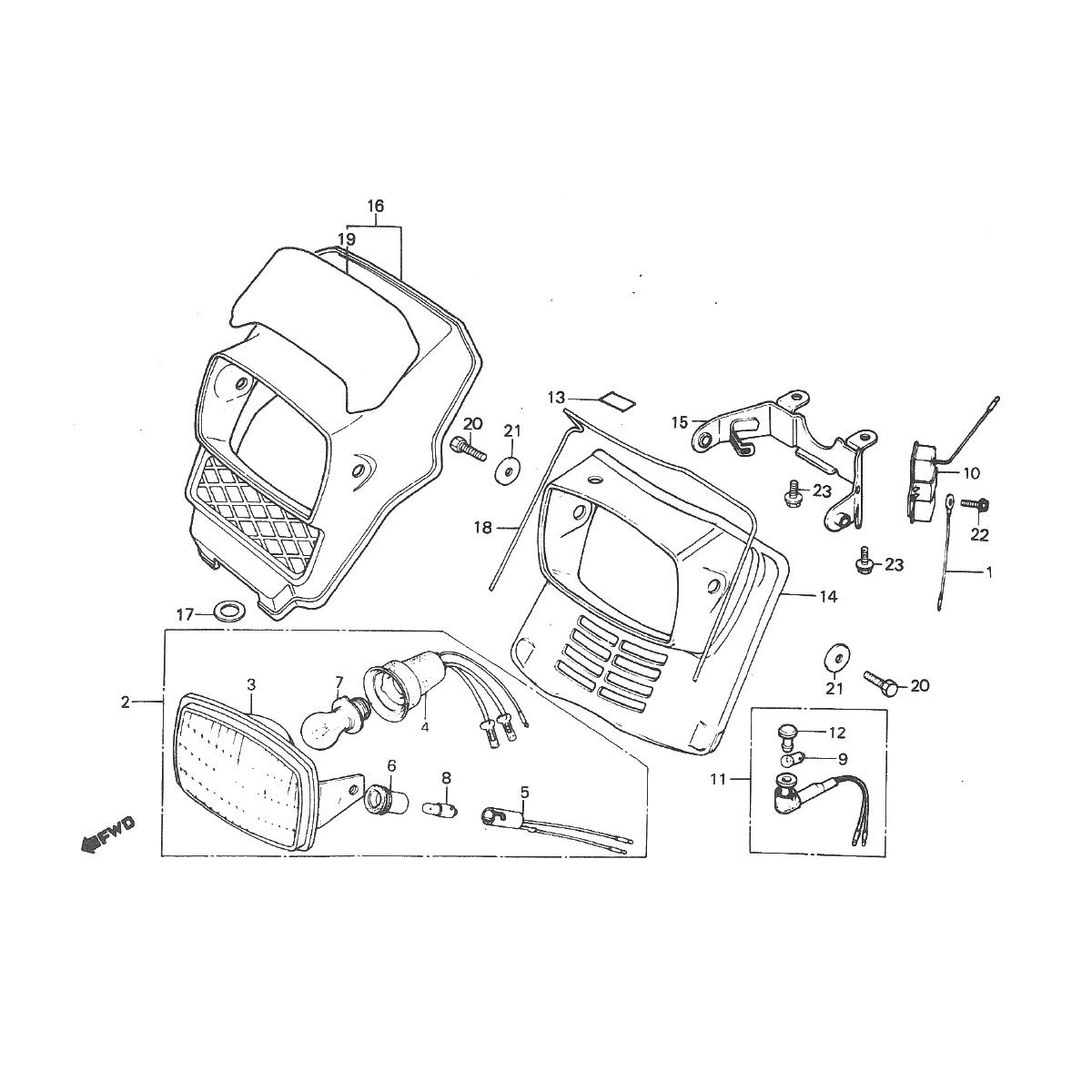 Scheinwerfer - Scheinwerferspoiler Honda MT50