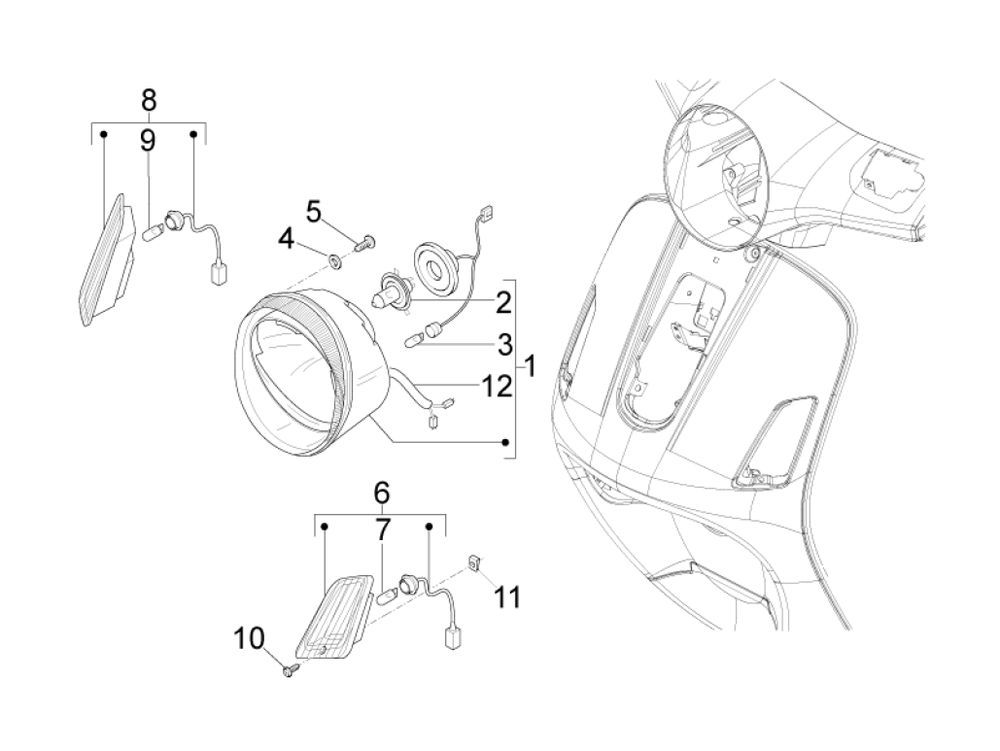 Scheinwerfer Vespa Lx 25km 4-Takt-2-Ventil