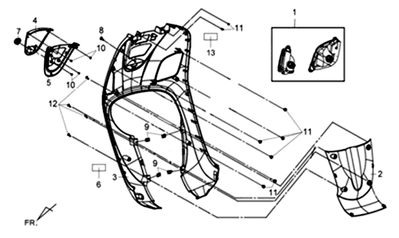 Scheinwerfer-Frontplatte Sym Fiddle III (WH006) weiß