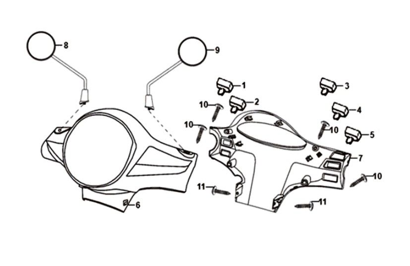 Koplampkap - spiegels - schakelaars Sym Fiddle II Euro 4 White (WH-006)
