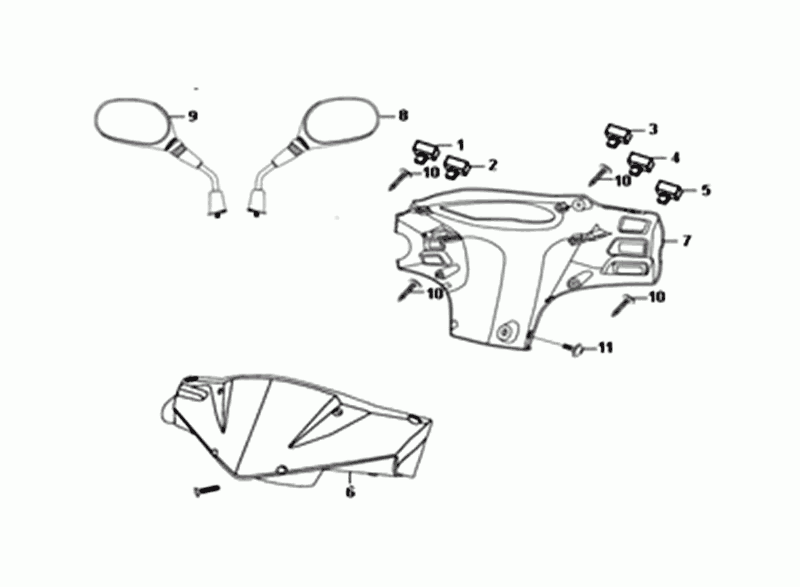 SCHEINWERFERABDECKUNG/SPIEGEL/SCHALTER Sym Orbit II Euro 4 Mattgrau