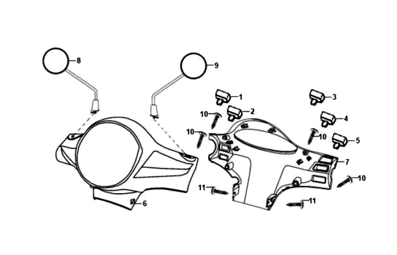Scheinwerferabdeckung Spiegel Schalter Sym Fiddle White WH8018P