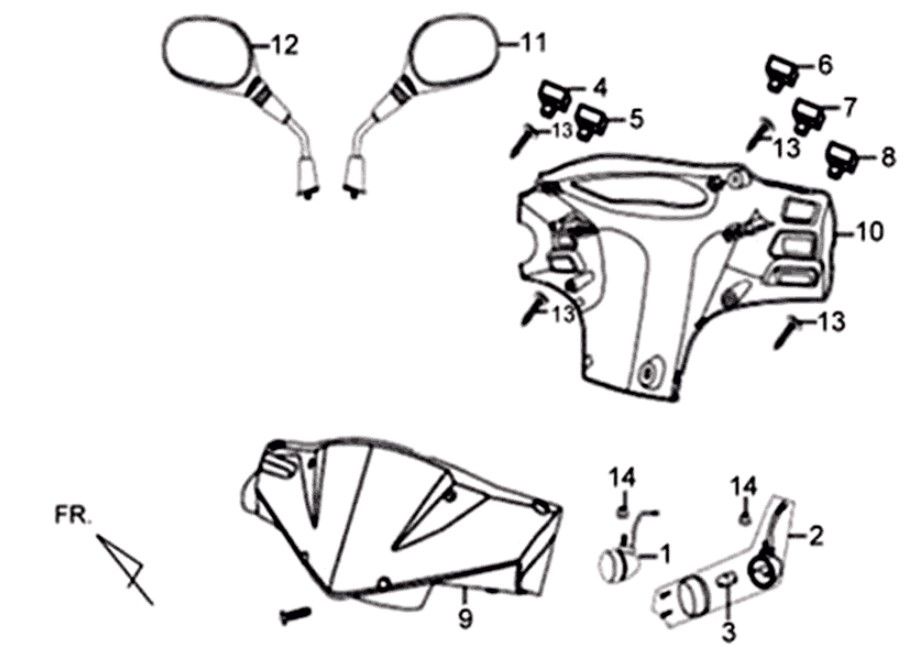 Koplampkap/ spiegels/ schakelaars Sym XPRO 50 4-takt AC Euro 4 Red (R010-CA)