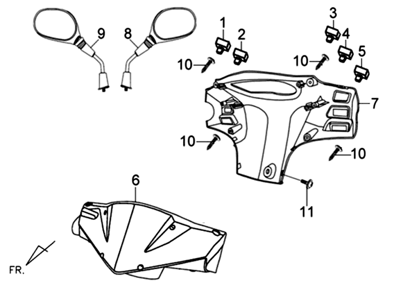 Scheinwerferabdeckung Counter Trim Spiegel Sym Orbit II (BK5560 BU289) schwarz blau