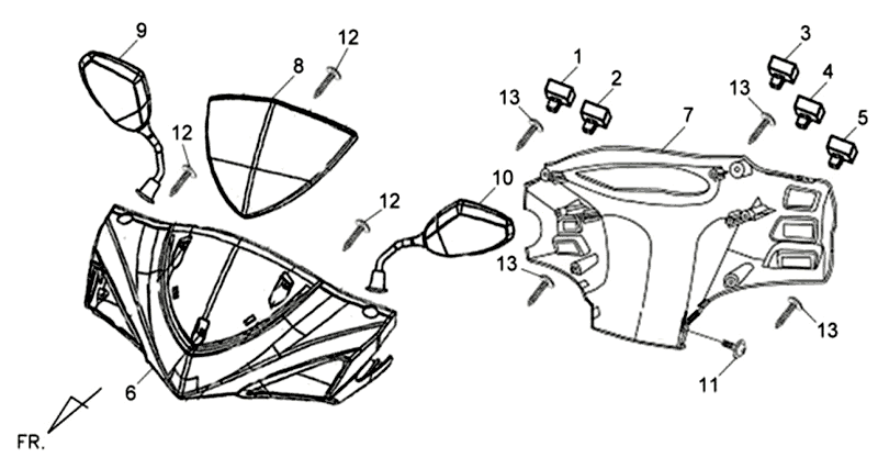 Scheinwerferabdeckung Counter Trim Spiegel Sym Jet 4 (BU289) blau