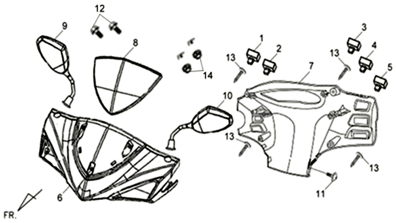 Scheinwerferabdeckung Thekenverkleidung Spiegel Sym Symphony SR (GY010U) mattgrau