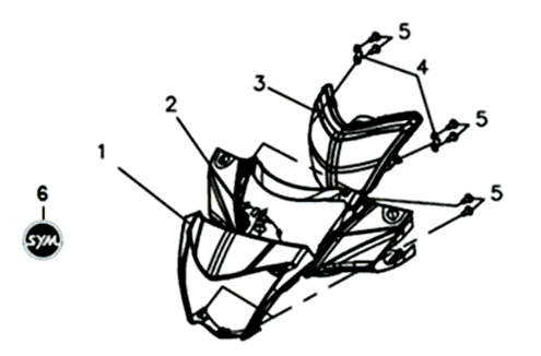 Scheinwerferabdeckung/Zähler/Spiegel Sym Symphony ST 200I Schwarz/Silber (BK-001C/S-882U)
