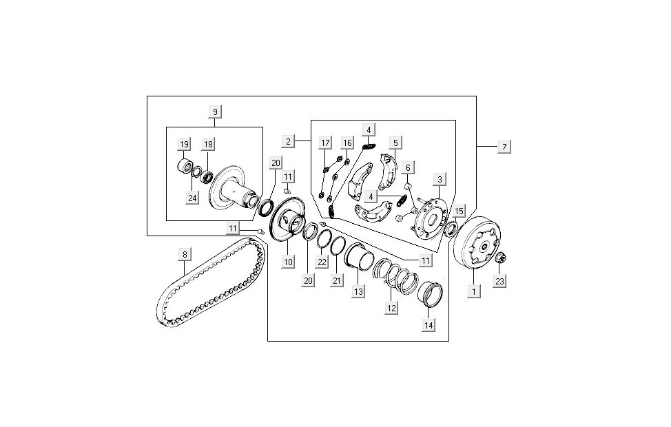Keilriemen Kupplung Kymco Super9 AC 2-Takt nm rot