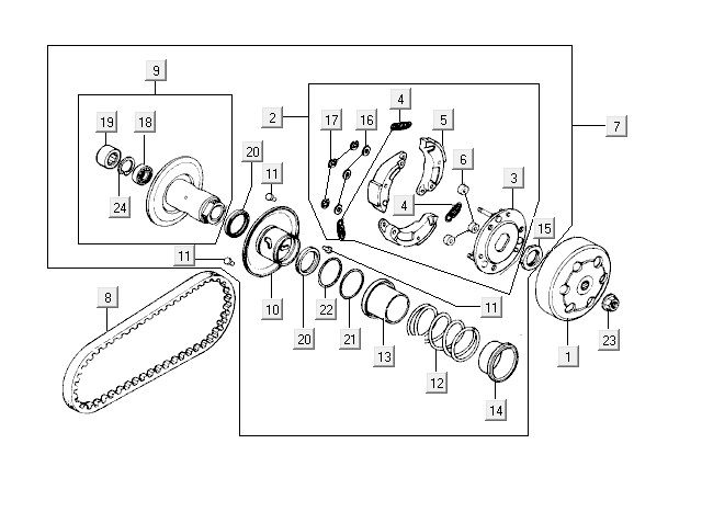 Kupplung Kymco Yup 2t ac blau