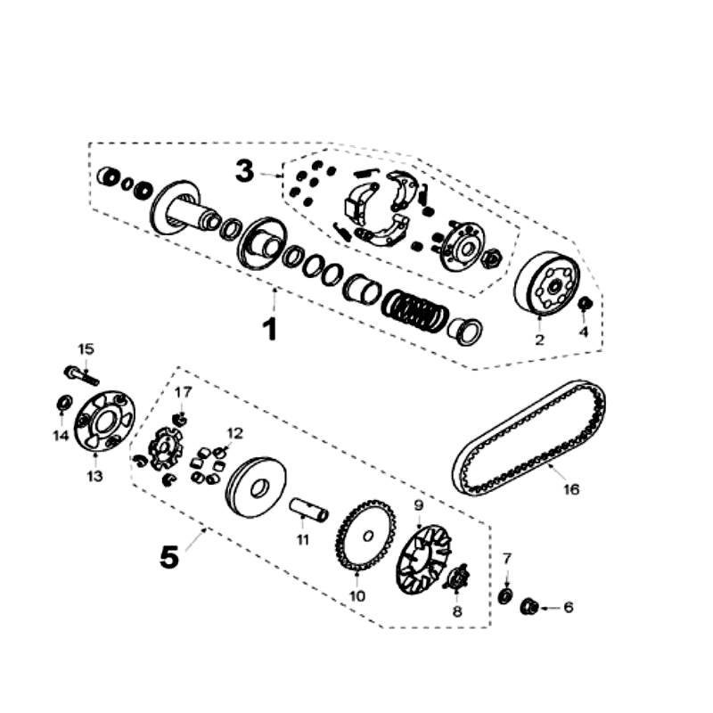 Kupplung - Variomatik - Keilriemen (Typ ohne Pick-up-Sensor) V-Clic Rot