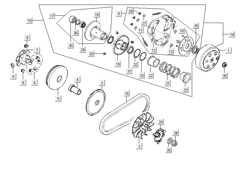 Kupplungen Kymco Agility Fat 12' 4-Takt gelb