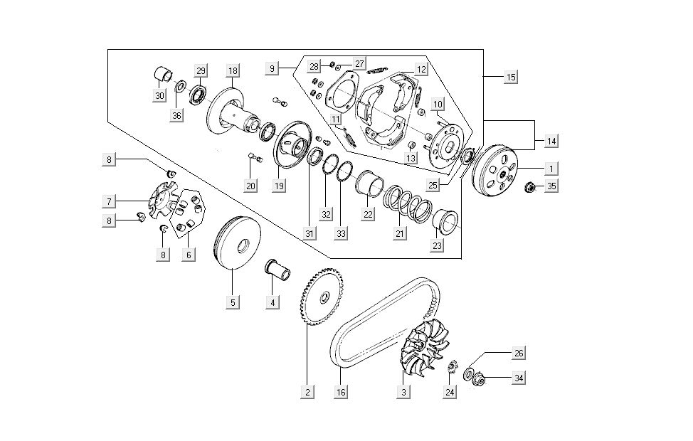 Kupplungen Kymco Super 8 4-Takt (2007-2009) Rot Schwarz