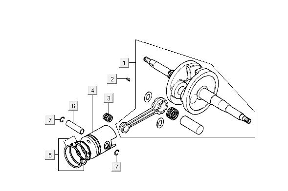 Kurbelwellenkolben Kymco Super9 2t lc o.m mattschwarz-rot