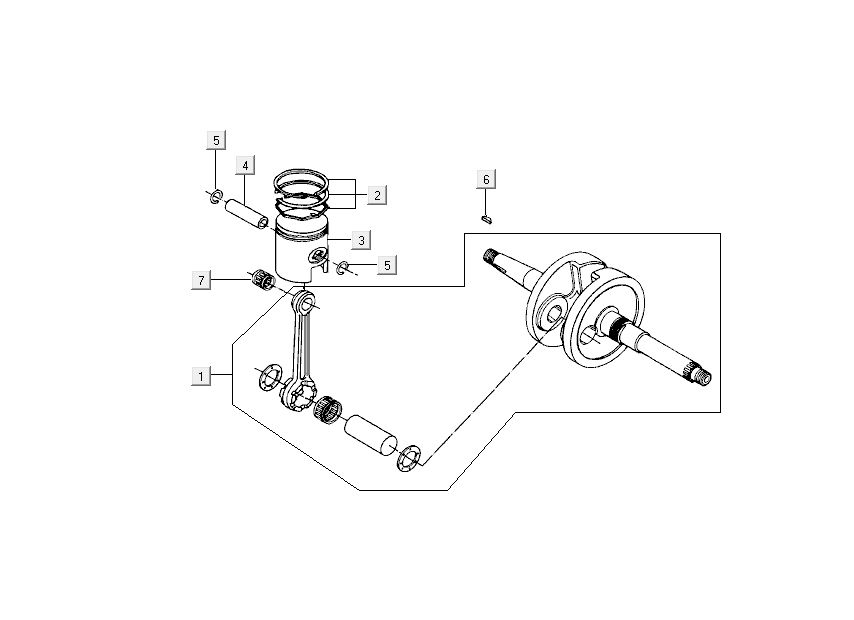 Kurbelwelle - Kolben Kymco DJ 2-Takt Silber