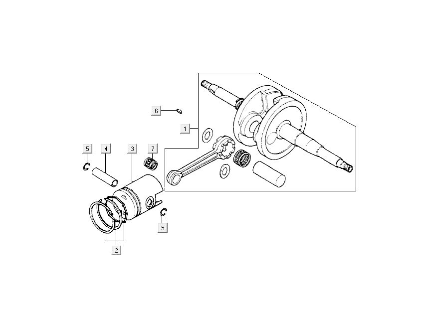 Kurbelwelle - Kolben Kymco People 2-Takt blau