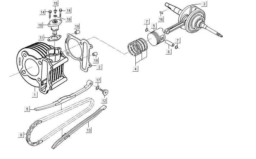 Zylinder Kurbelwelle Kymco Maxxer 90 Quad Schwarz