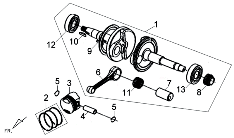 Kurbelwelle Sym Jet 4 (R086) rot