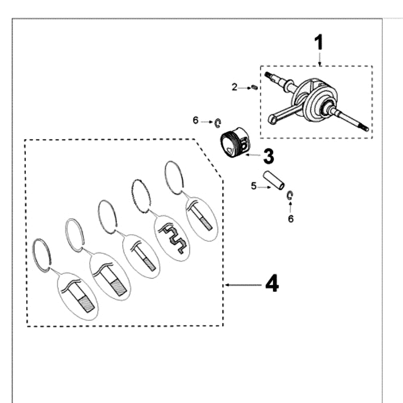 Kurbelwelle und Kolben Peugeot Kisbee schwarz