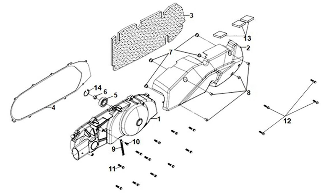 L. crank case cover Sym ADX 125i ABS+ TCS E5 2023