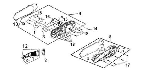 L. crank case cover Sym Joymax Z 125 E4