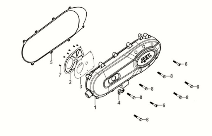 Linker Kurbelgehäusedeckel Sym Orbit III 50 E5