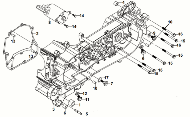 L. crank case Sym Fiddle IV 125i LC ABS E5 2020-2021