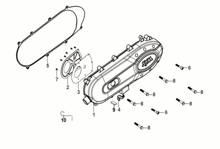 L Kurbelgehäusedeckel Sym Fiddle IV 50 E5