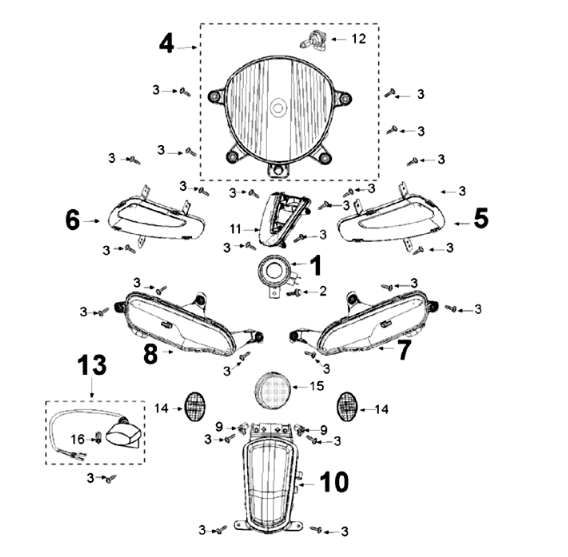Licht Peugeot Django 125 Allure E3 2014-2017