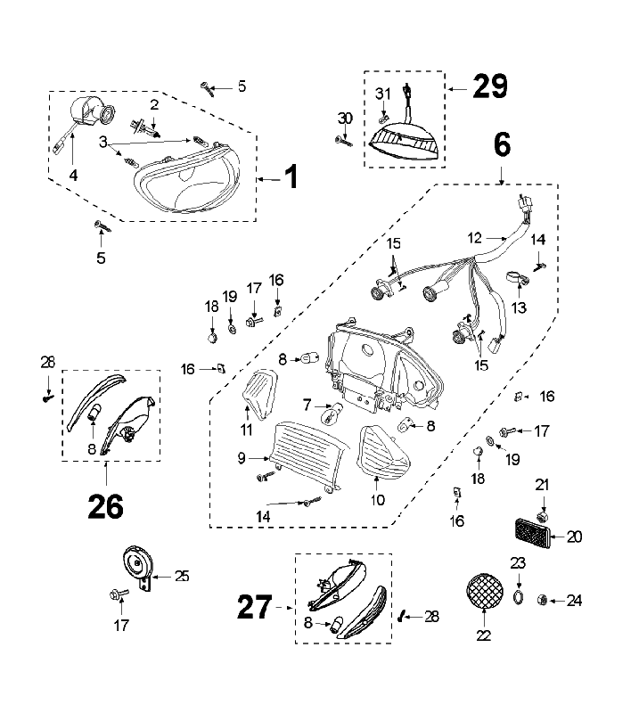 Licht Peugeot V-clic Orange