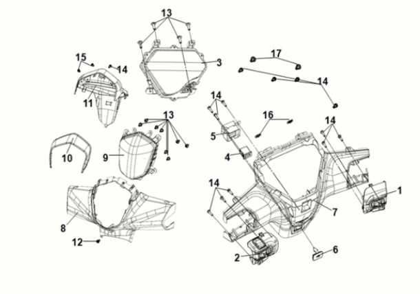 Griffabdeckung - Scheinwerfer Sym Symphony ST 50 E5 Grau/Rot (GY-010U) (Roter Sitz)