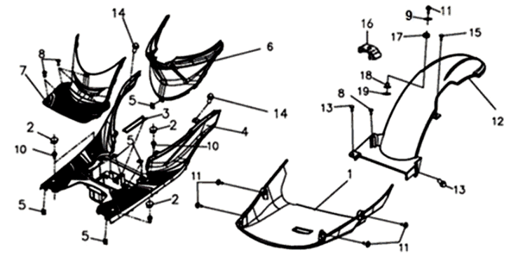 Sym Symphony ST 125I E4 Light Black (BK7C/Black ST) Grundplatte/Rahmenabdeckung
