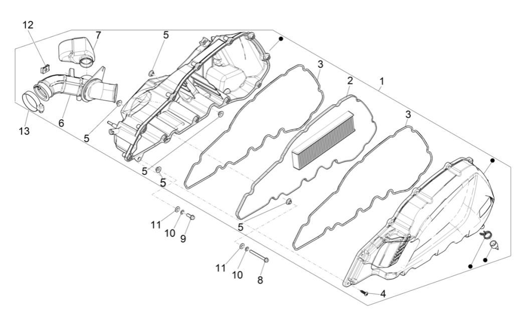 Piaggio Medley 125 ABS E5 2021-2022 (EMEA) Luftfilter