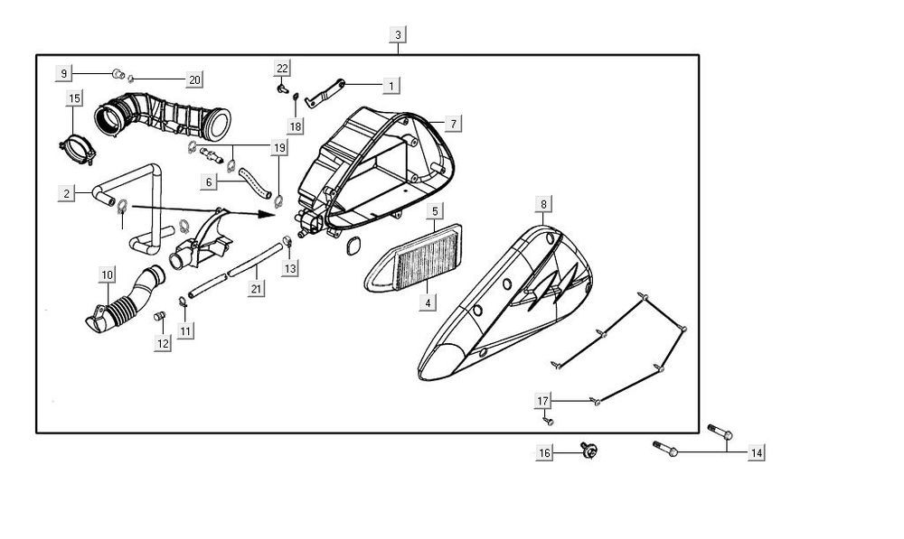 Luftfilter AGILITY 16+ 4T 125 Mattes Metallic-Silber