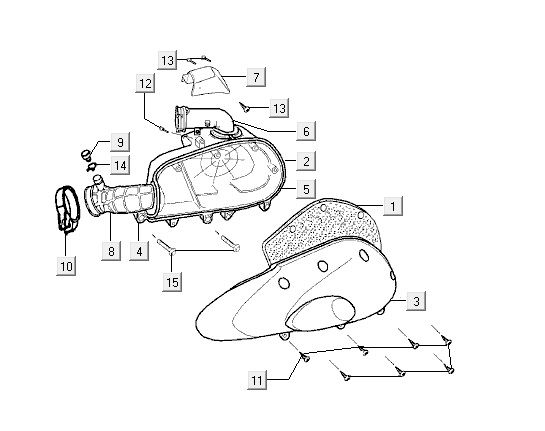 Luftfilter Kymco Super9 2t lc om mattschwarz-rot