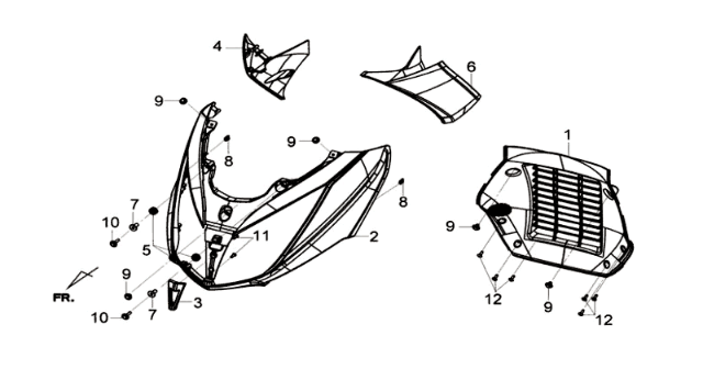 Frontplatte/Blinker/Innenbeinschutz Sym Joymax 125I ABS Mattgrau (GY-7450U)