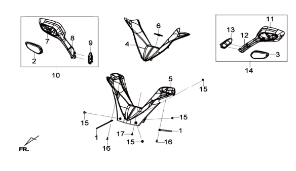 Lenkradverkleidung+Spiegelsatz Sym Joymax 125I ABS Mattgrau (GY-7450U)