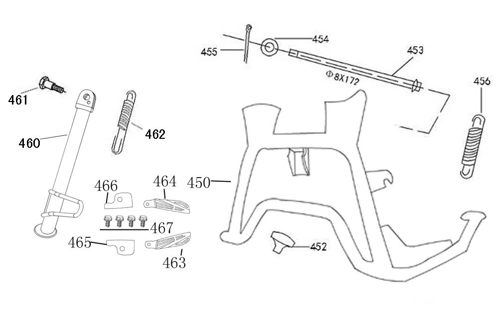 Hauptständer Benzhou YY50QT-45A rauchig