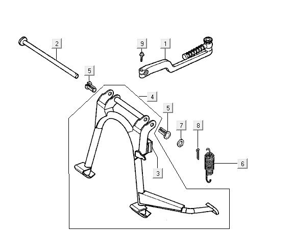 Hauptstand Kymco Super9 2t LC Boden mattschwarz-gelb