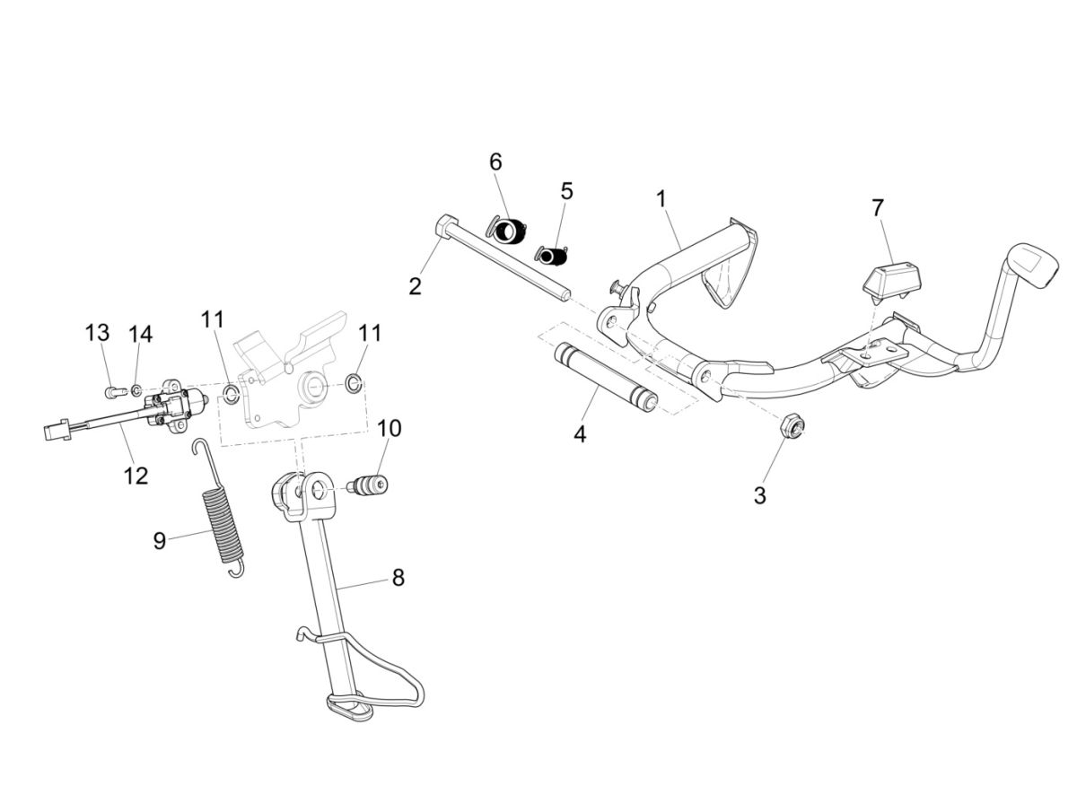 Piaggio Medley 125 4T IE ABS E4 2016-2019 Seitenständer (EMEA)