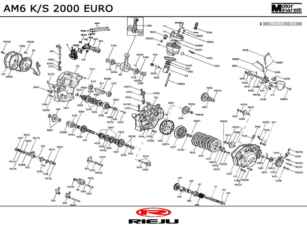 Motorblockteile Rieju MRX 50 2T LC Rot 2004